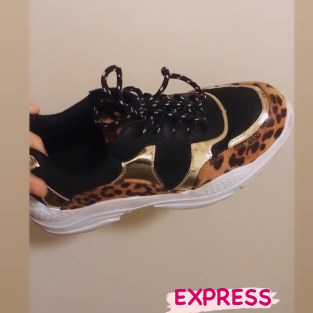 Express sneakers cheetah black and gold